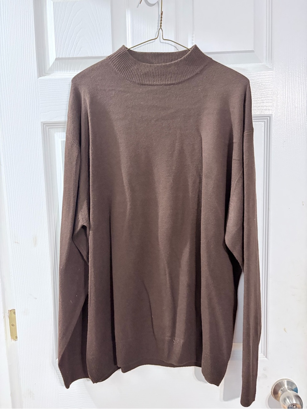 Montique Men’s Brown Mock Neck Sweater Large Chocolate Pullover